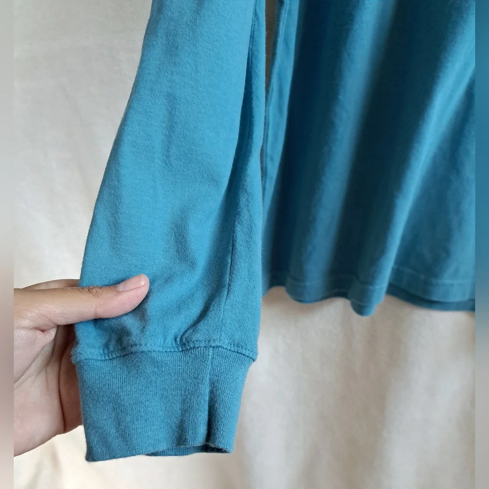 The North Face Long Sleeve Tee in Teal with White Logo